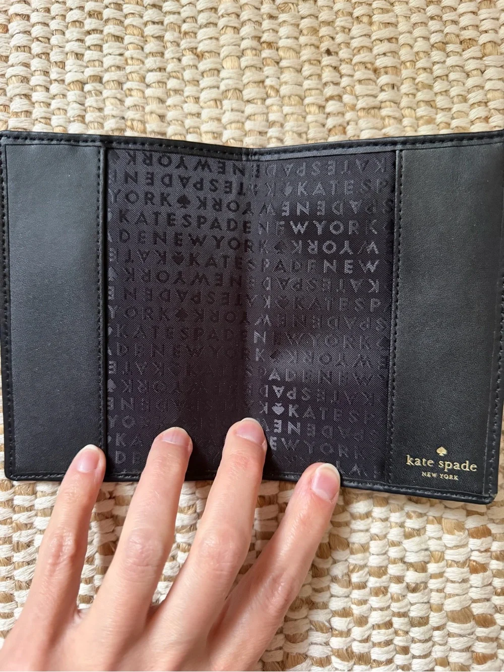 Kate Spade New York Black Leather Travel Passport Cover